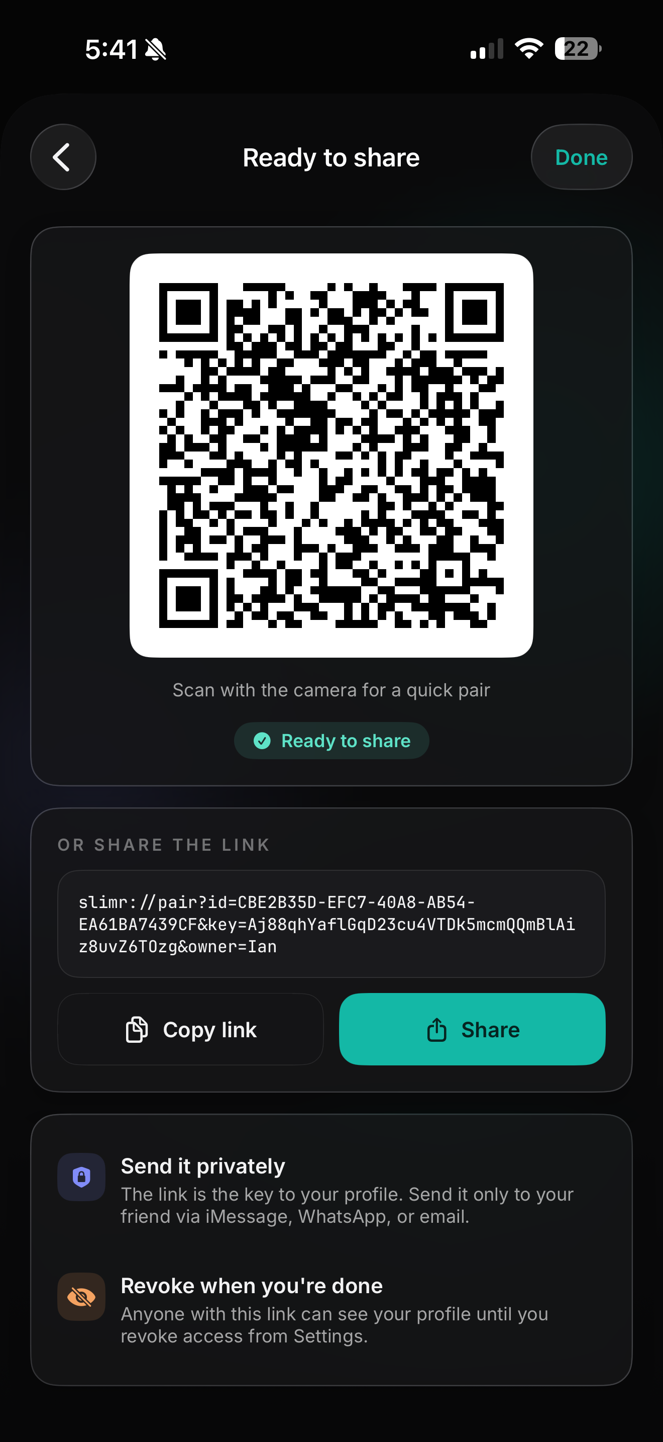 Slimr sharing — your phone